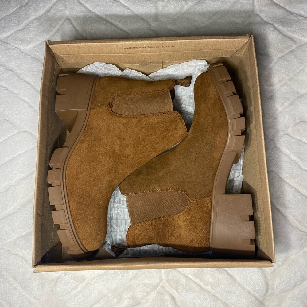 Steve Madden Howler Cognac Suede Boot Size 11 New In Box Western Style